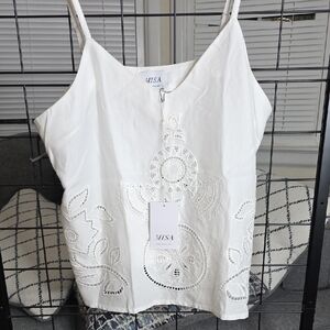 Misa Los Angeles White Embroidered Camisole